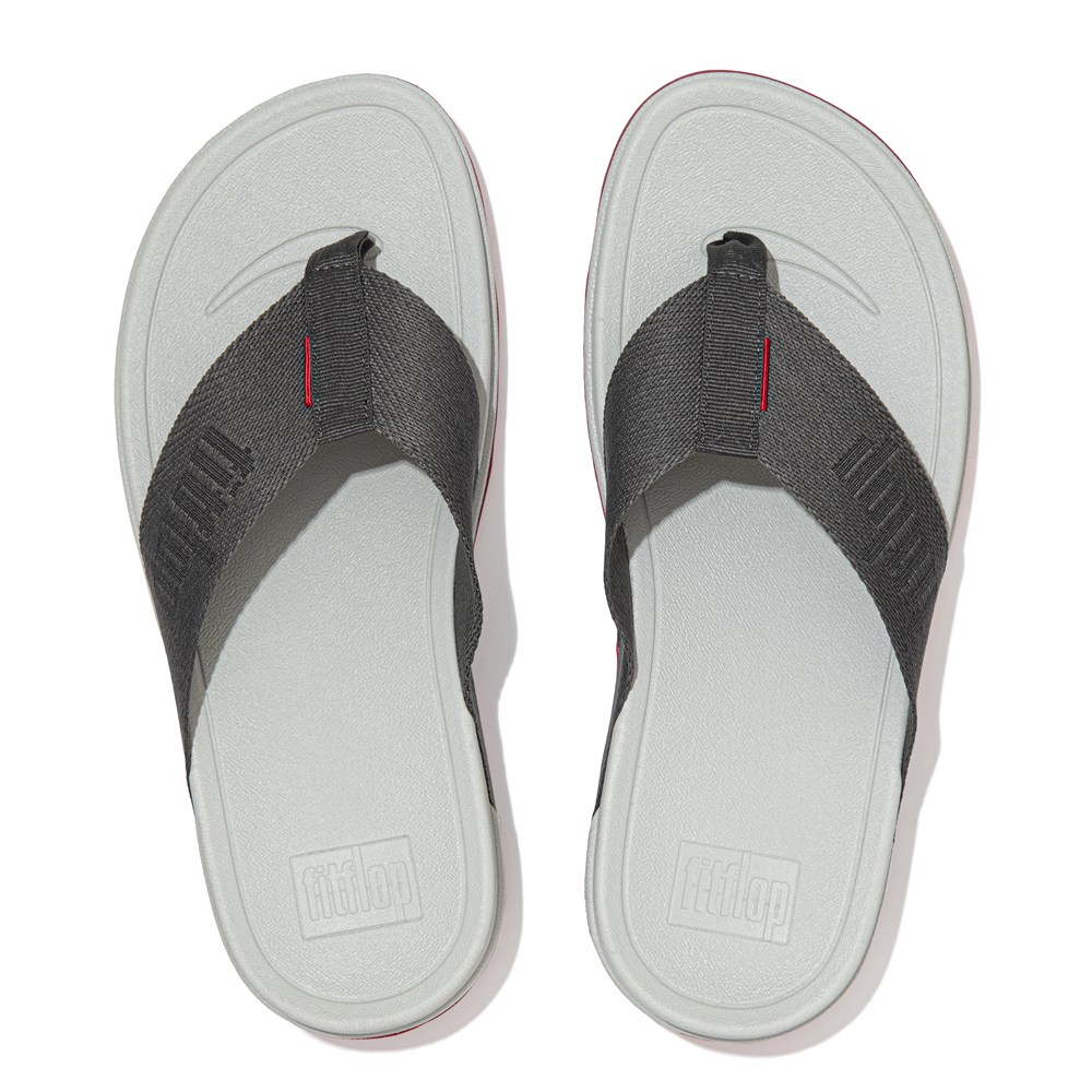 Fitflop Womens Sandals Grey - Surfa Woven Logo Toe-post - 13IQPBCAM